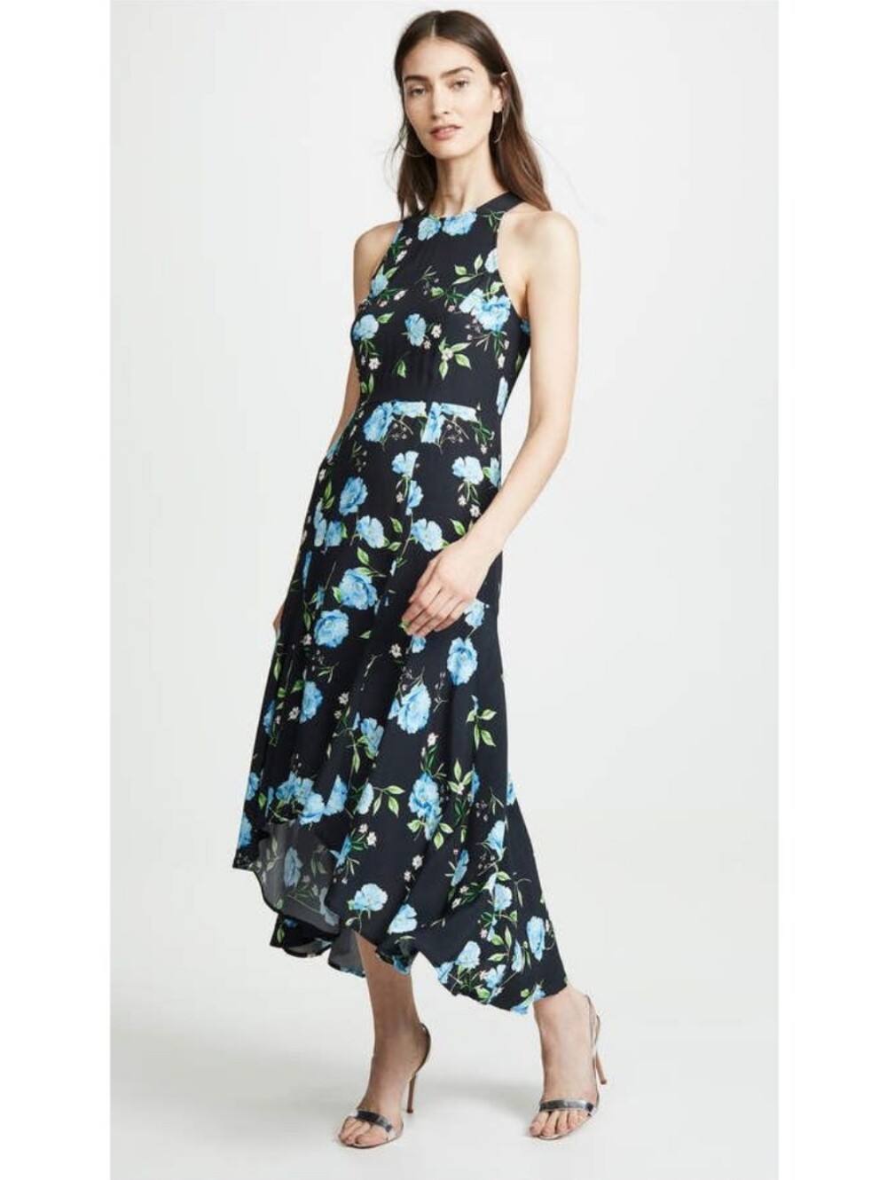 NWT Yumi Kim Black & Blue Floral Moonlight Bay Catalina Dress Size Large